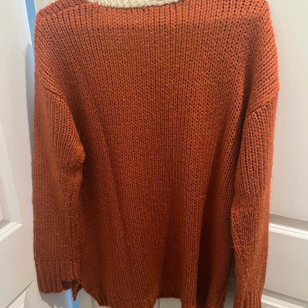 Fantastic Fawn Rust and Cream Cardigan Sweater - Picture 2 of 3